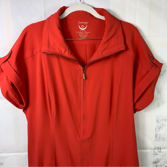 Chicos Zenergy Orange Zip Collar Neema Dress with Pockets! - Picture 14 of 16